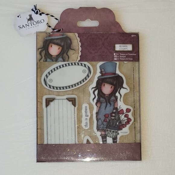 Santoro London Gorjuss Girl  Rubber Stamps The Hatter 9 pieces - Picture 1 of 3